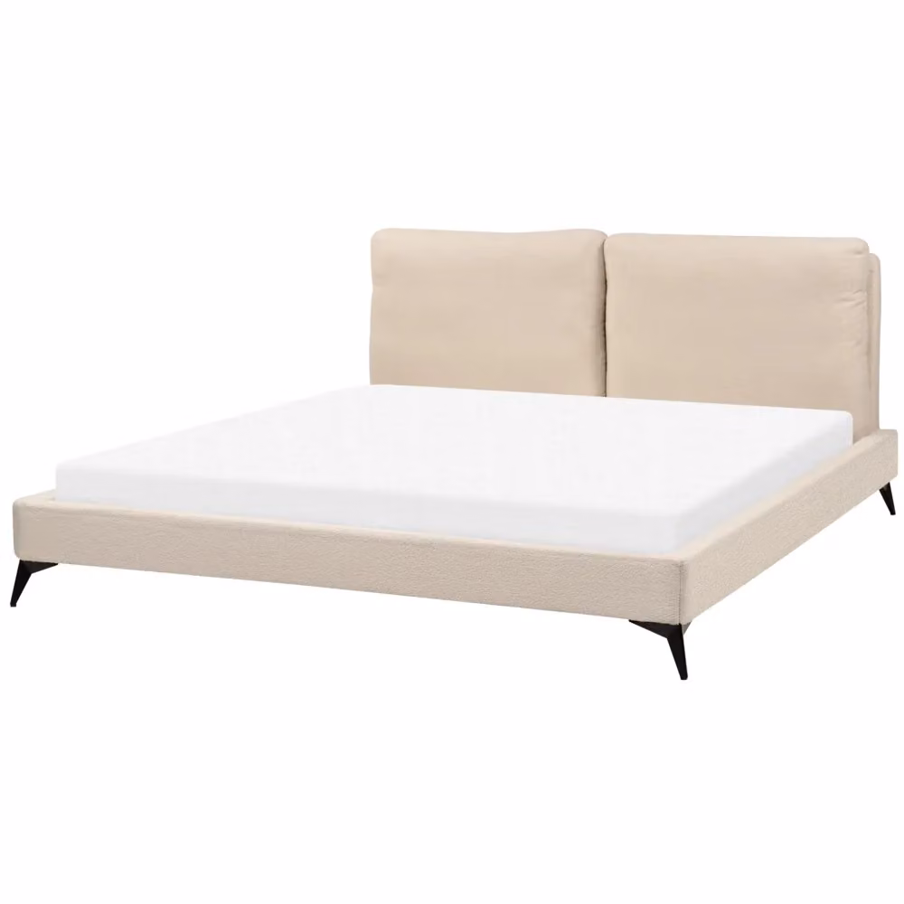 Letto imbottito moderno BELIANI in bouclé beige con rete a doghe in legno L/P: 180 x 200 cm – 2