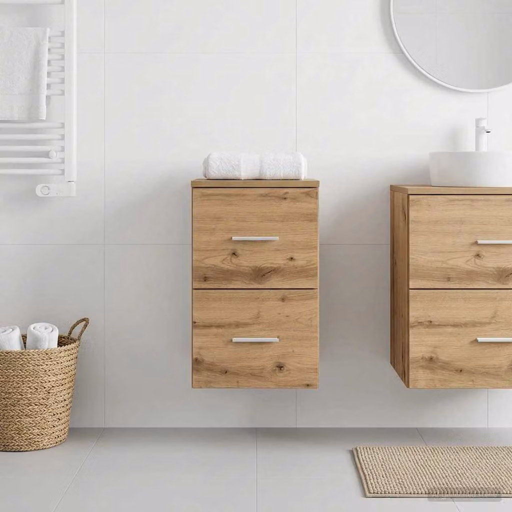 Armadio da bagno vidaXL In-between in legno antico marrone con cassetti e ante, L 30 cm x P 41 cm x H 50 cm