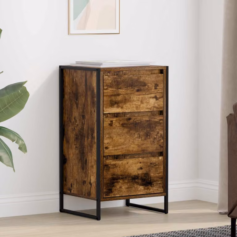 Credenza in stile industrial vidaXL in rovere fumo e metallo, L 43 cm x P 36 cm x H 75,5 cm