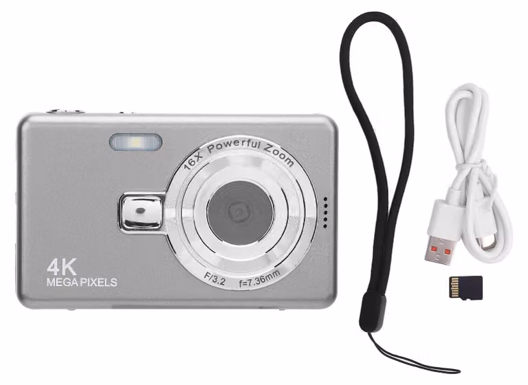 Fotocamera digitale da 2,4 pollici, alta risoluzione, zoom 16x, portatile, compatta, ideale per i viaggi, 32 GB