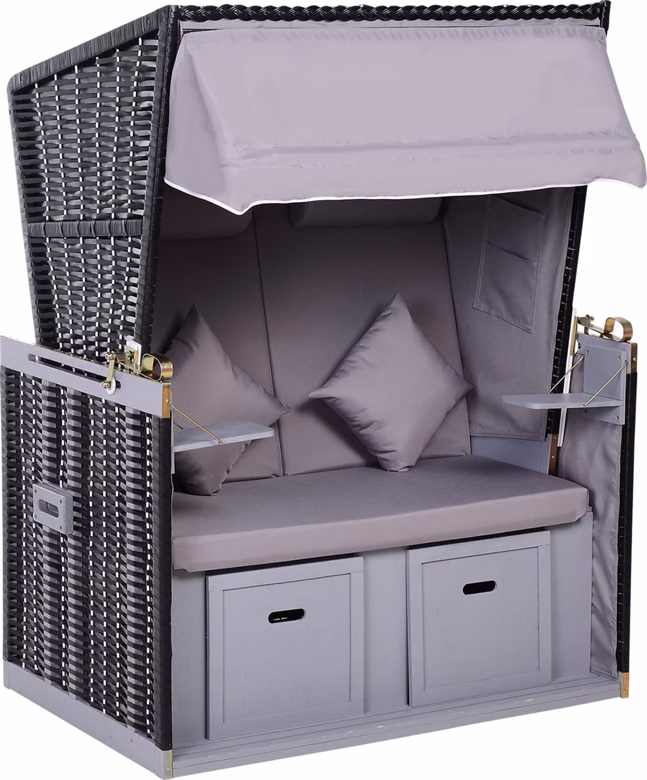 Sedia a sdraio per 2 persone con schienale reclinabile Grigio 118 x 79 x 150 cm
