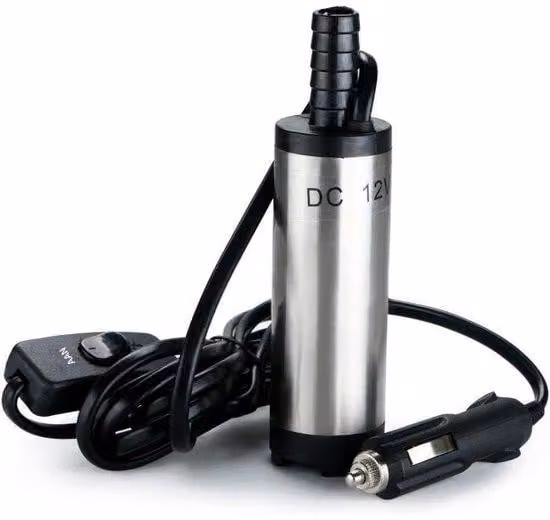 Pompa diesel-acqua da 12 V - 38 mm - con attacco per accendisigari - pompa per olio/acqua - per auto, camper e barche - piccola pompa aspirante - per il pompaggio di gasolio da riscaldamento, gasolio e acqua