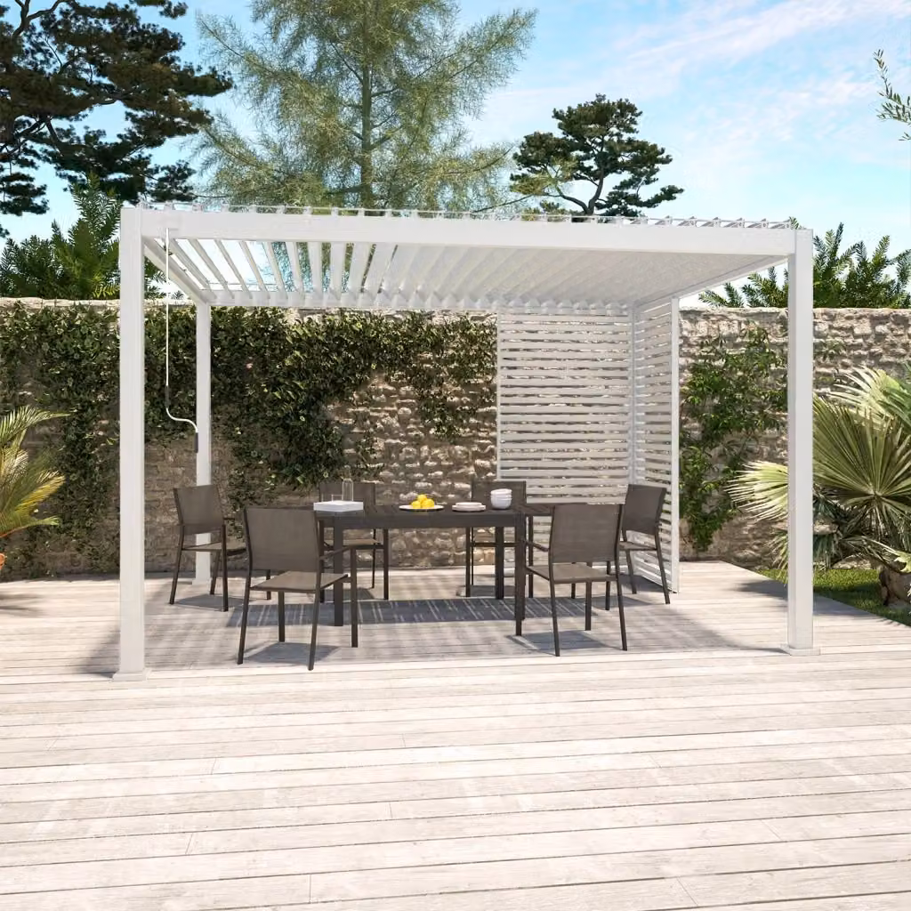 Persiana semi-trasparente in alluminio Sweeek per pergola a lamelle, colore bianco – 2