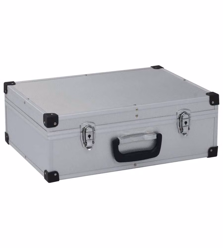 Valigetta per Attrezzi 46x33x16 cm Argento in Alluminio