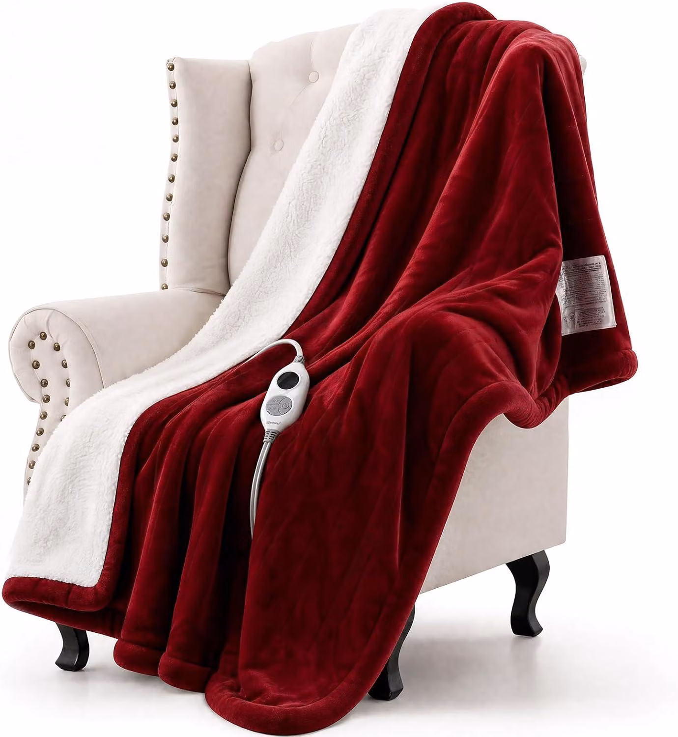 Coperta elettrica con spegnimento automatico, 6 livelli di temperatura e timer di spegnimento automatico da 1 a 10 ore, protezione contro il surriscaldamento, dimensioni 130 x 180 cm