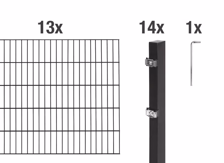 Recinzione a doppia barra Alberts 628109, set completo da 28 elementi, nero opaco, altezza 120 cm, lunghezza 26 m