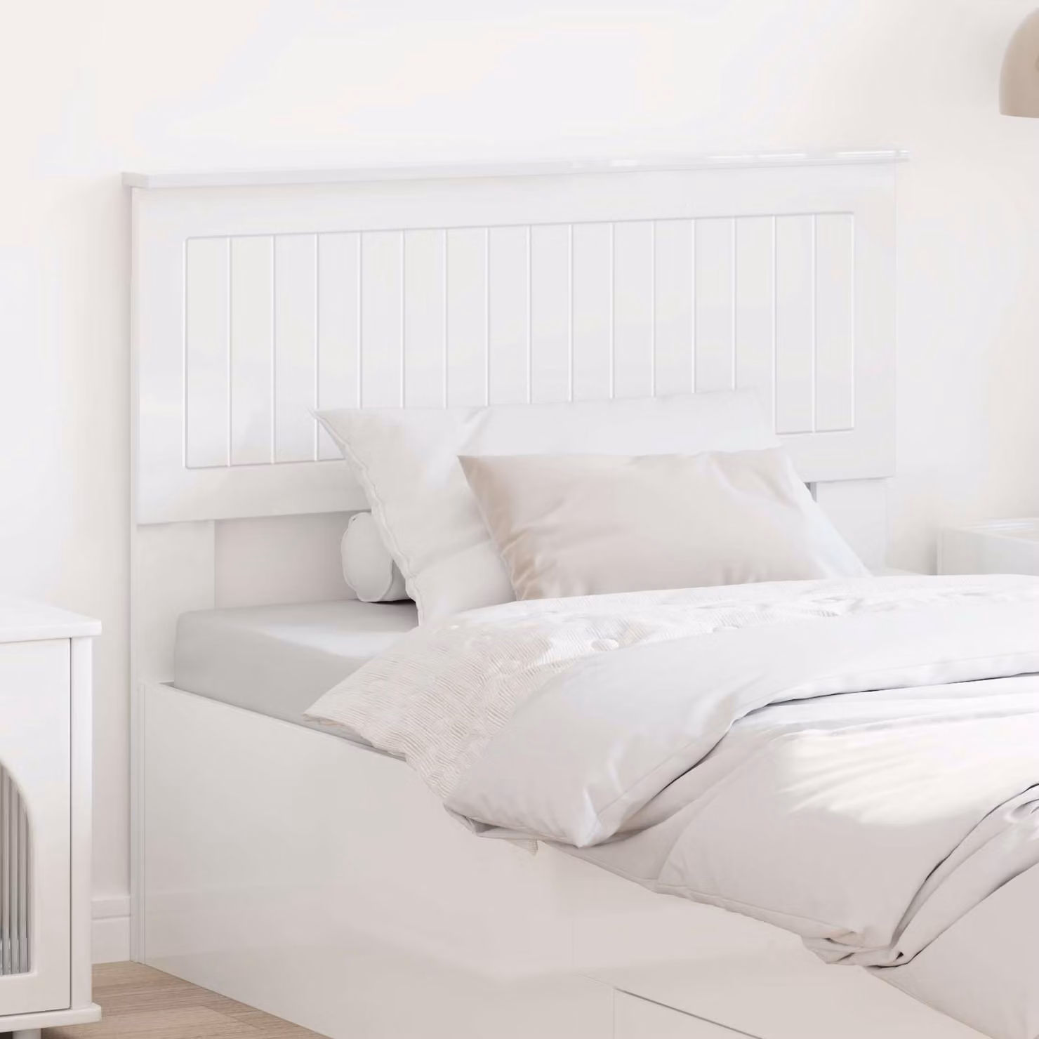 Testiera per letto moderna vidaXL in legno ingegnerizzato bianco lucido