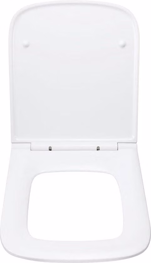 Sedile WC rettangolare, coperchio WC con chiusura ammortizzata, coperchio WC in duroplast con chiusura rapida, fissaggio sedile WC nella parte superiore, bianco