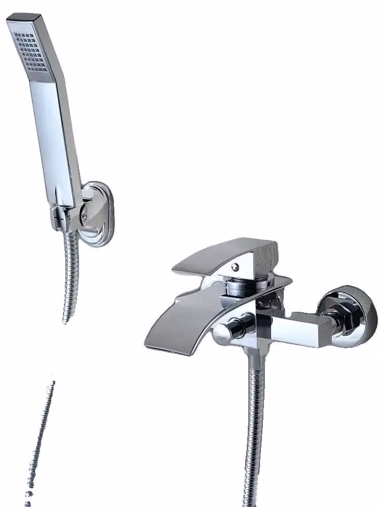Set doccia con soffione a cascata, controllo della temperatura semplice, finitura cromata