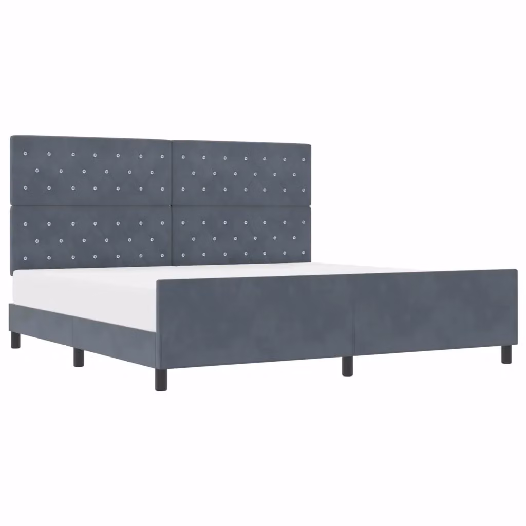 Letto a molle moderno vidaXL con testiera in velluto grigio, L/P/H: 200 x 200 x 128 cm – 2