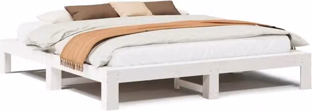 Letto matrimoniale | Letto per adulti | Letto senza Materasso Bianco 180x200 cm Legno Massello di Pino