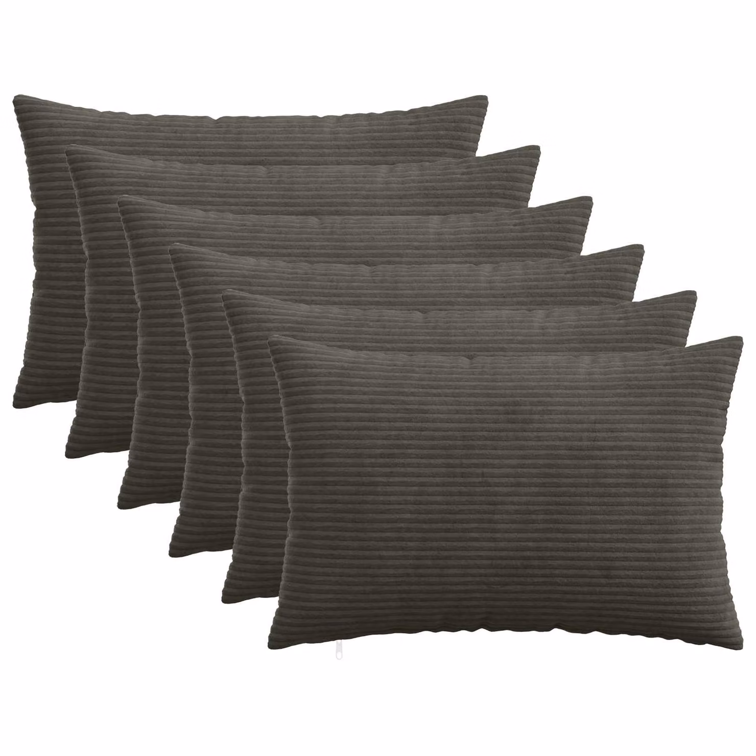Set di 6 federe vidaXL HEERLEN in velluto a coste, colore antracite, 40 x 60 cm