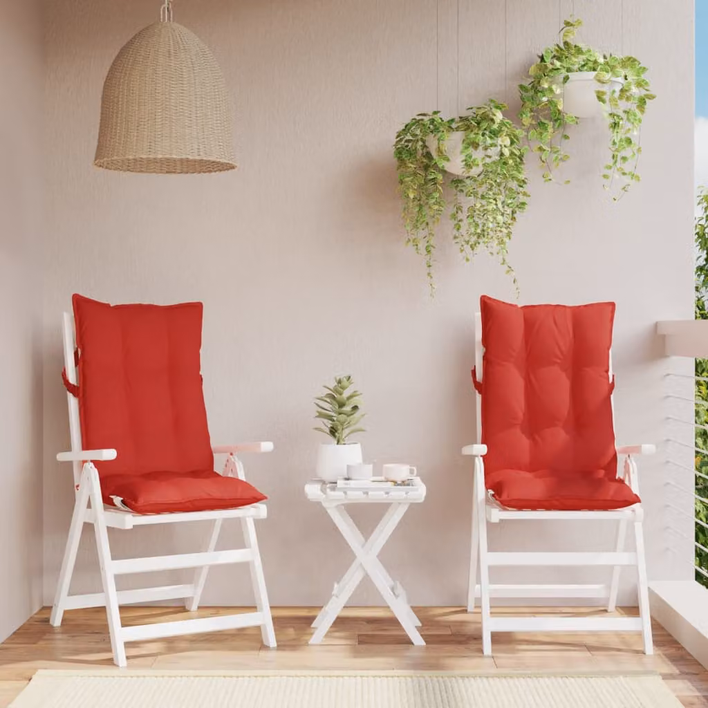 Set di 2 cuscini per sedia con schienale alto vidaXL in tessuto Oxford rosso, impermeabili e traspiranti