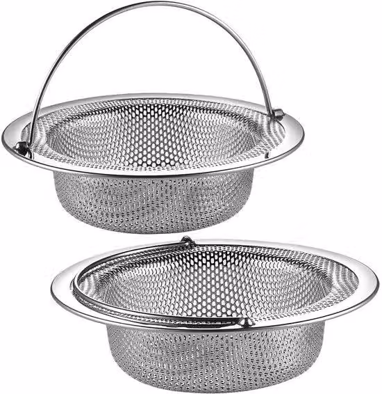 Filtro in acciaio inossidabile per lavello da cucina, 11x8x2,6 cm, argento, scarico