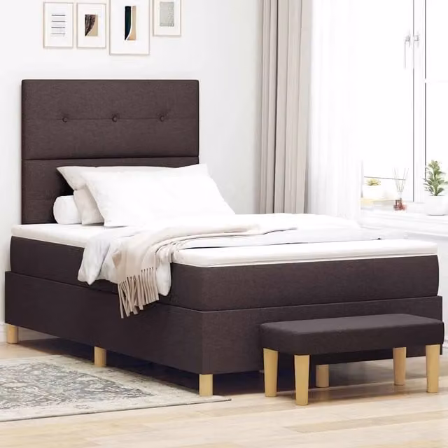 Letto a molle con testiera Marrone Scuro 190 x 120 cm Tessuto 3344285