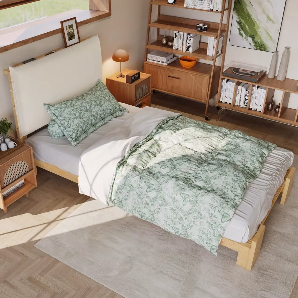 Letto singolo MIVRAY in legno di pino con rete a doghe piatte e stile scandinavo, L/P/H: 90 x 200 x 82 cm – 2