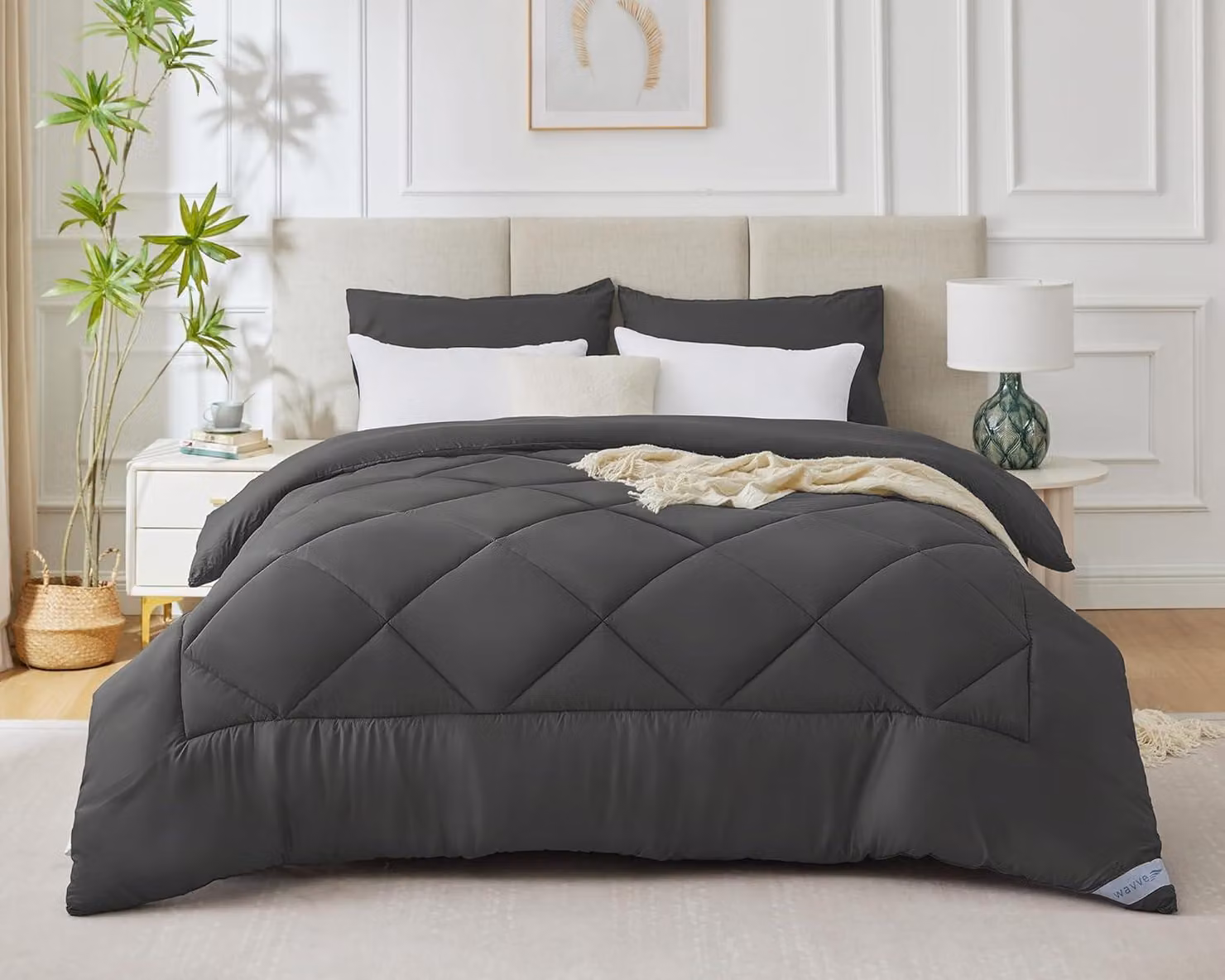 Coperta invernale per letto, dimensioni 200x200 cm, peso 450 g/m², colore grigio