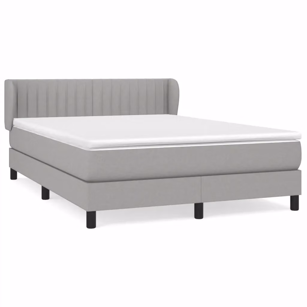 vidaXL Giroletto a Molle con Materasso Ibrido in Tessuto Grigio e Bianco L/P/H: 200 x 140 x 88 cm – 2