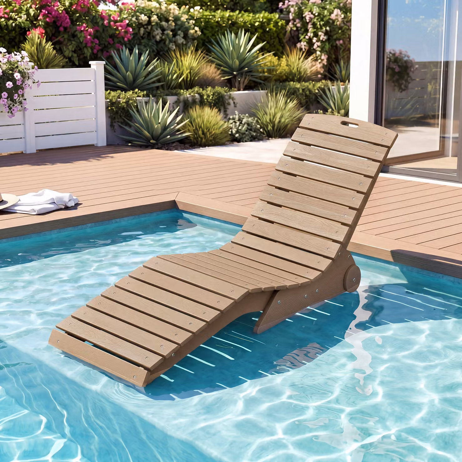 Set di 2 lettini prendisole Costway con design ergonomico a curva S, impermeabili per giardino e piscina, colore marrone