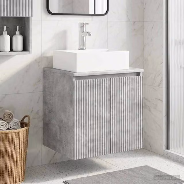 Mobile Lavabo da Parete Moderno vidaXL Grigio Opaco L: 49,5 cm, P: 41,0 cm, H: 62,5 cm