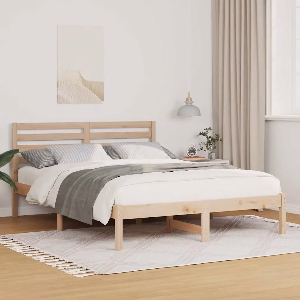 Letto matrimoniale moderno in pino massello marrone L/P: 140 x 190 cm – 2