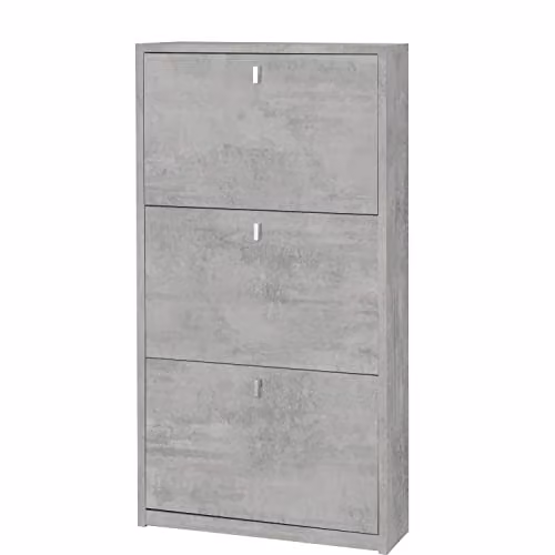 Scarpiera 3 ante 7 posti h 117 cm colore Cemento