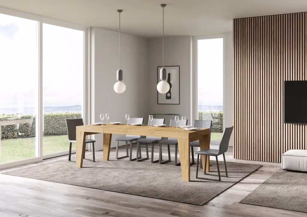 Tavolo allungabile moderno Naxor Premium in legno color quercia natura L/P: 120 x 90 cm, estensibile fino a 224 cm – 2