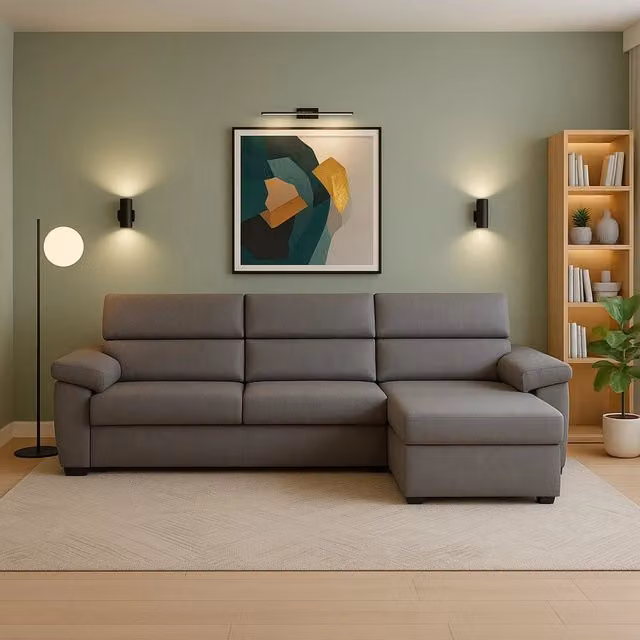 Divano Ceto DMORA con Penisola Sfoderabile e Reversibile, Made in Italy, Grigio, L/P/H: 285 x 160 cm
