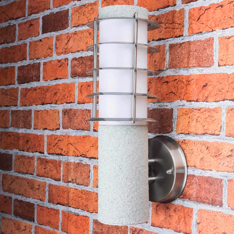 Applique moderna da esterno in acciaio inox in look pietra d'argento Ø8cm E27 IP44 lampada da esterno balcone BRIGHTON