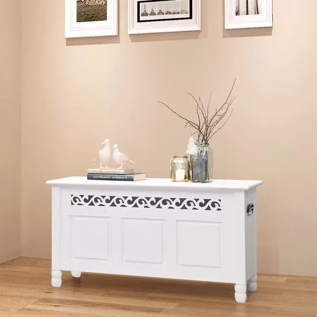 Cassapanca in stile barocco vidaXL in MDF bianca