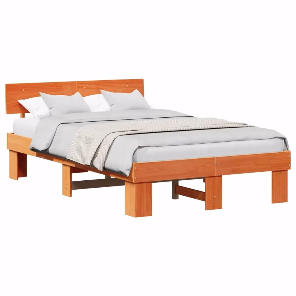 Struttura del letto vidaXL in pino massello marrone cerato L: 138 cm, P: 198 cm, H: 73 cm – 2