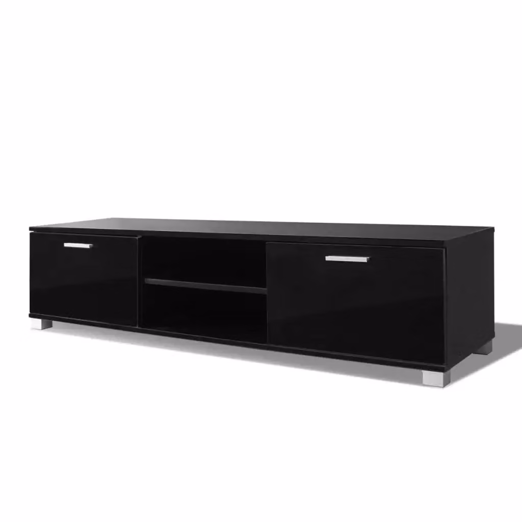 Mobile Porta TV Moderno vidaXL Nero Lucido in MDF L: 140 cm, P: 40,5 cm, H: 35 cm – 2