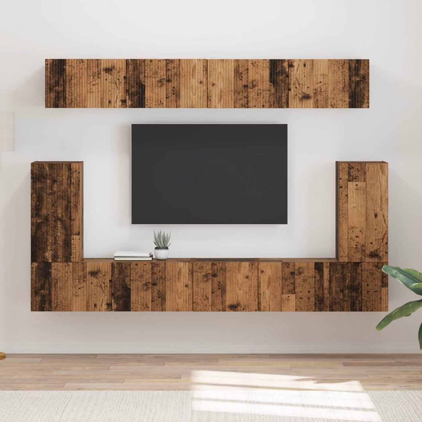 Set mobile TV vidaXL 5 pezzi in legno vecchio e MDF marrone per soggiorno – 1
