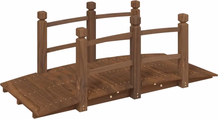 Ponte da giardino con ringhiera 150x67x56 cm in legno massiccio di abete rosso