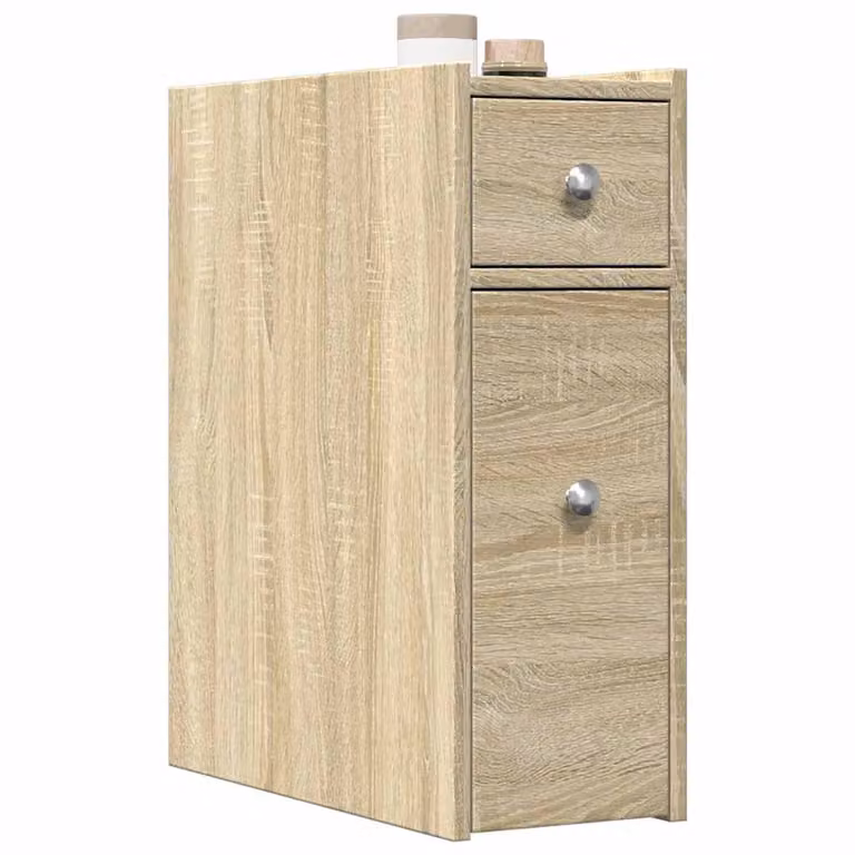 Armadietto da bagno con ruote vidaXL in legno Rovere Sonoma, L: 20 cm, P: 21,5 cm, H: 60 cm