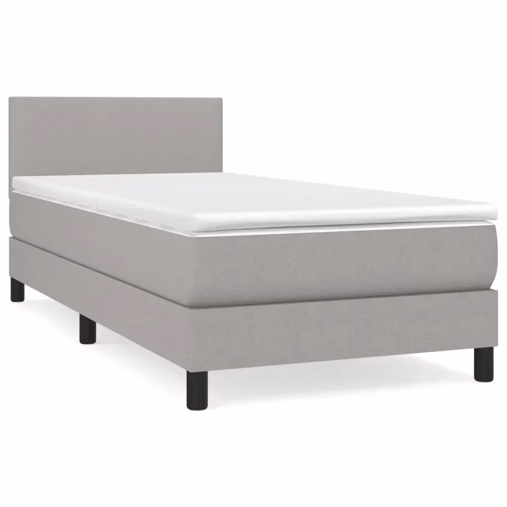 vidaXL Giroletto a Molle Ibrido con Materasso in Tessuto Grigio Chiaro e Bianco L/P/H: 200 x 100 x 88 cm – 2
