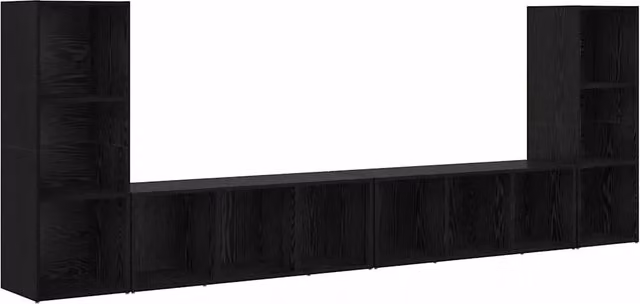 Set mobile TV 4 pz | Armadietto TV | Mobile Porta TV Rovere Nero 37 x 35 x 107 cm