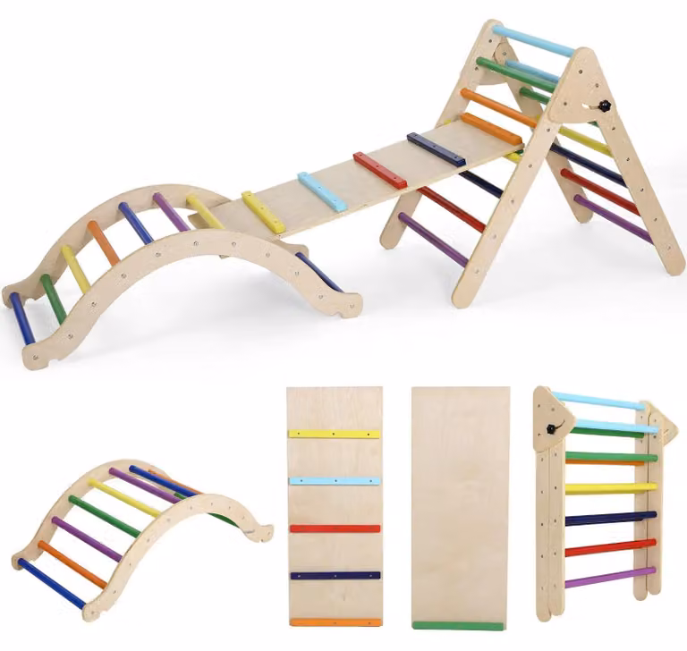 Attrezzature da gioco - Struttura per arrampicata - Scala da gioco - con scivolo e rampa - Pieghevole