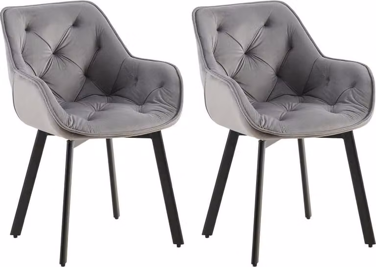 set di 2 sedie da pranzo in velluto - Sedie da cucina - Ergonomiche e girevoli, grigio scuro