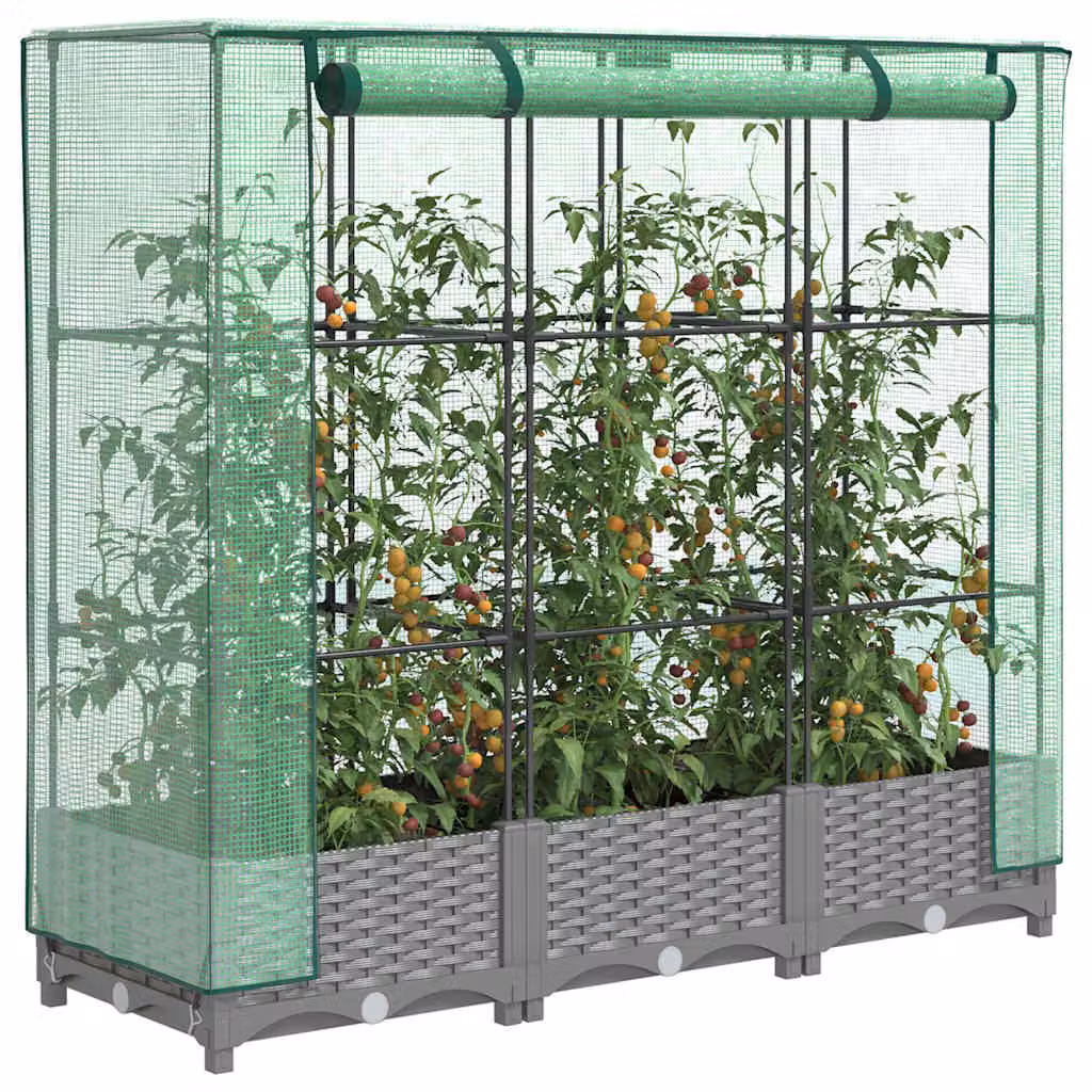 Letto rialzato con copertura effetto rattan vidaXL, grigio e verde, L 120 cm x P 40 cm x H 123 cm