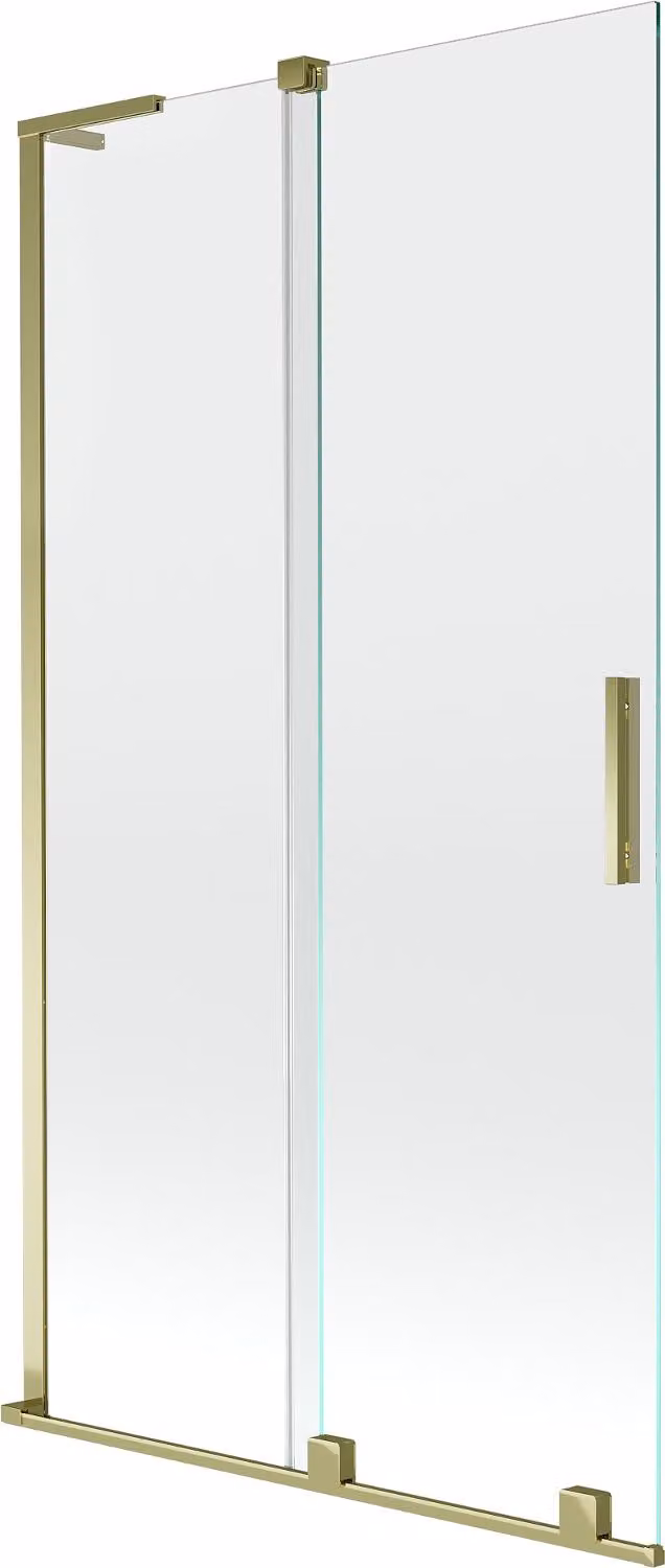 Mexen Velar L paratia della vasca da bagno 2 ante scorrevoli 100 x 150 cm, trasparente, dorato - 896-100-003-01-50