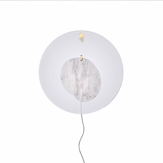 Applique Foscarini Gioia con LED dimmabile in vetro trasparente e finiture oro/ottone
