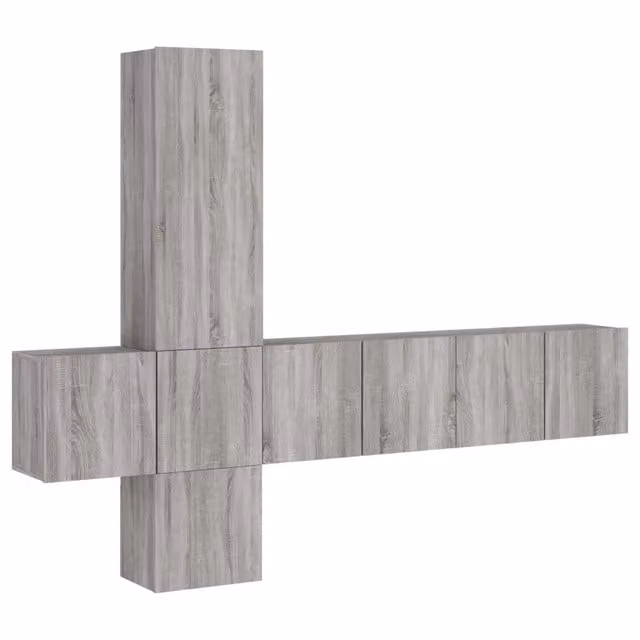 Mobili TV a Muro 5pz | Armadietto TV | Mobile Porta TV Grigio Sonoma in Legno Multistrato