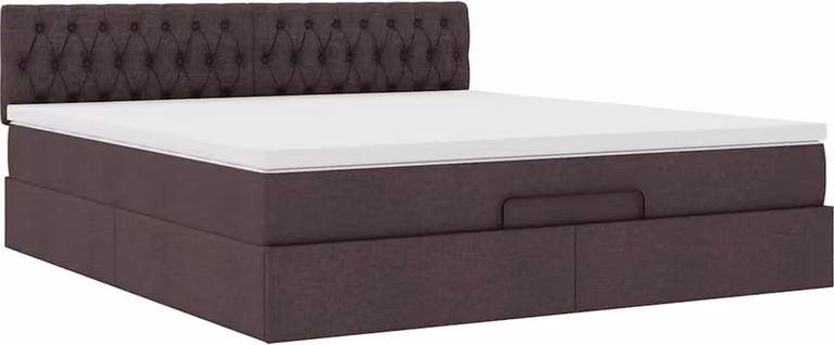 Ottomana con materasso in tessuto marrone scuro 180x200 cm