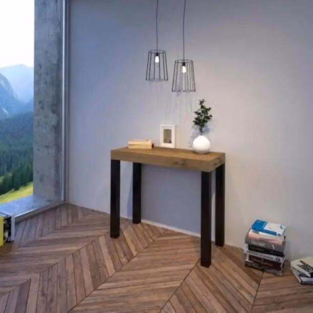 Consolle allungabile 90x40/196 cm Everyday Small quercia natura gambe antracite