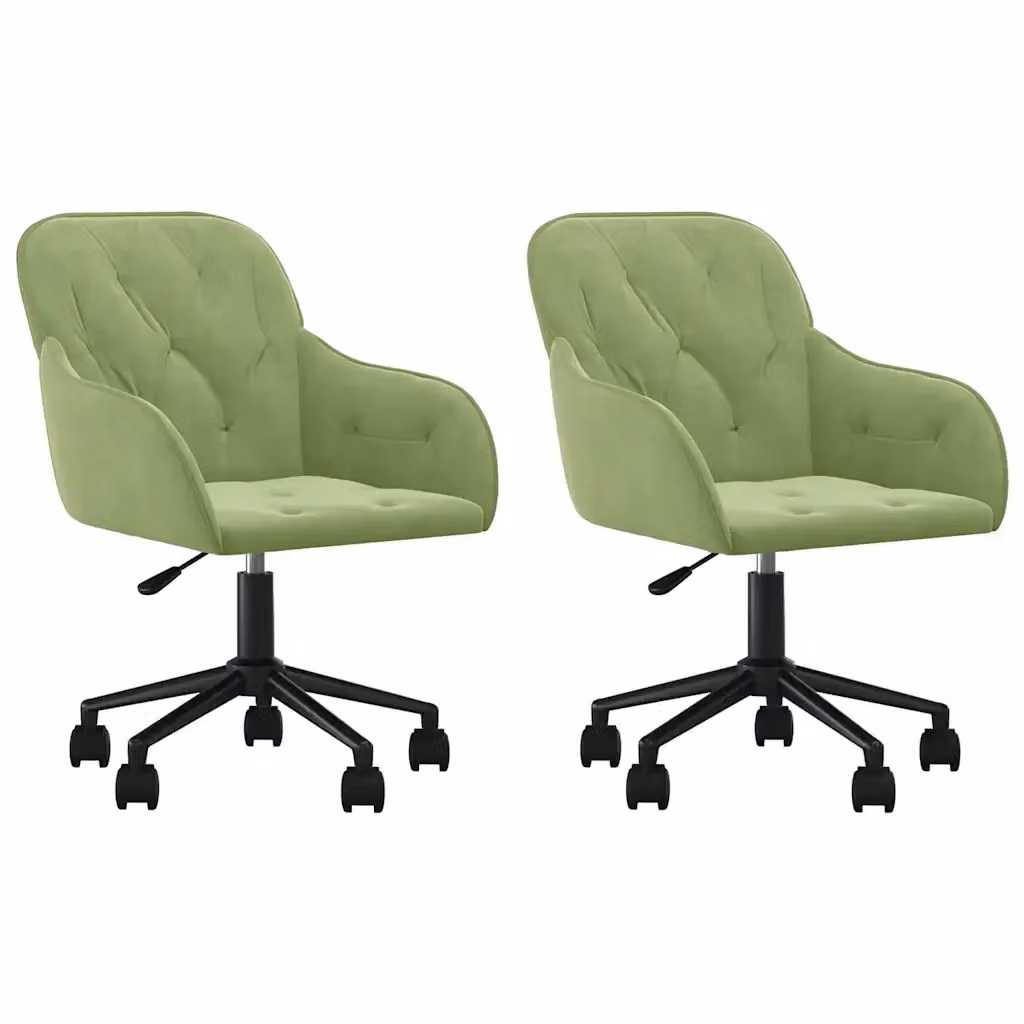 Set di 2 sedie da pranzo girevoli vidaXL in velluto verde con base in metallo e legno – 2