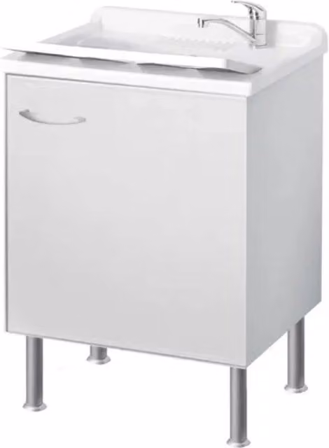 Mobile Lavatoio CER in Bilaminato Bianco con Anta, L: 50 cm, P: 50 cm, H: 85 cm