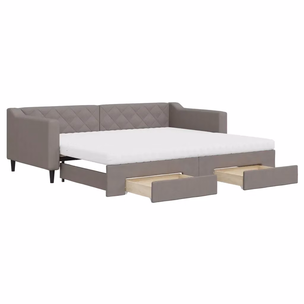 Divano Letto Estraibile vidaXL con Cassetti in Tessuto Beige o Grigio per Soggiorno e Camera da Letto L/P/H: 223 x 90 x 67 cm – 2