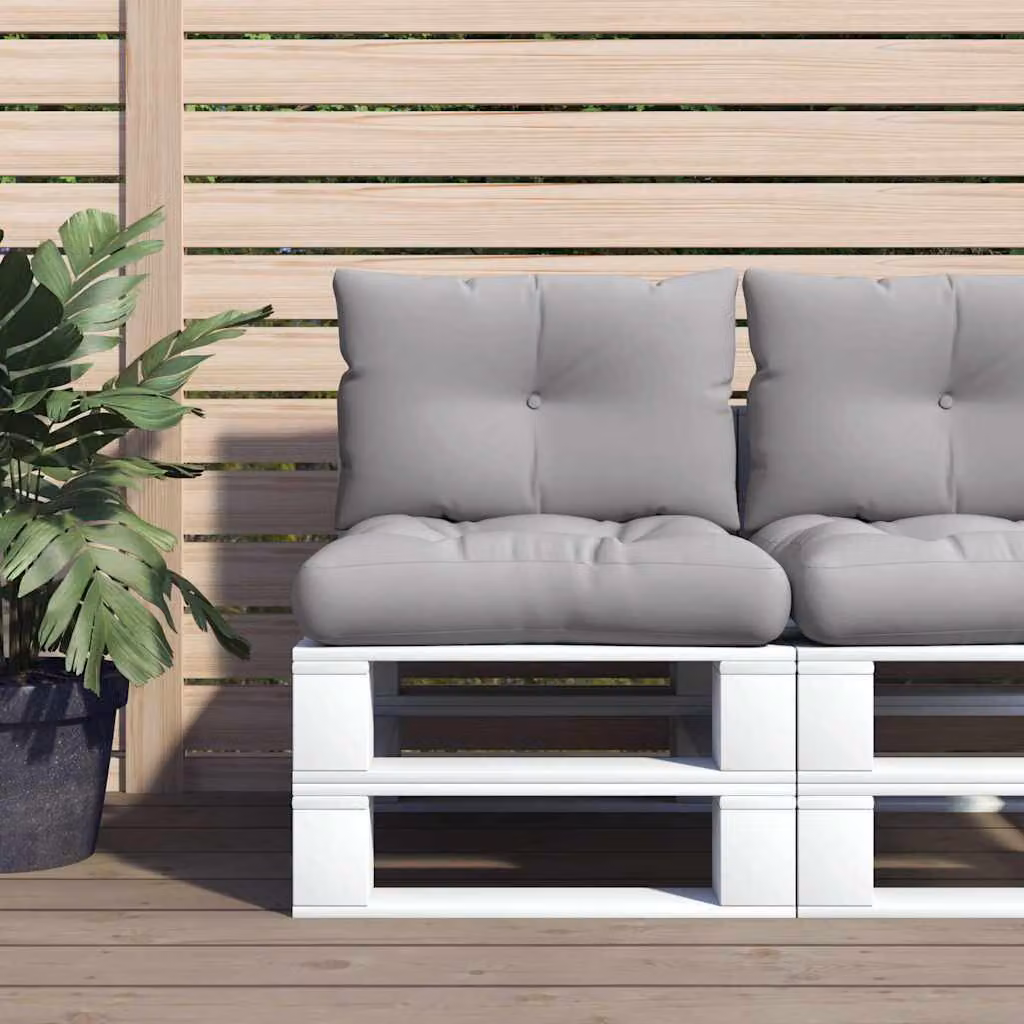 vidaXL Set di 2 Cuscini per Pallet Grigi in Poliestere Idrorepellenti e Resistenti ai Raggi UV