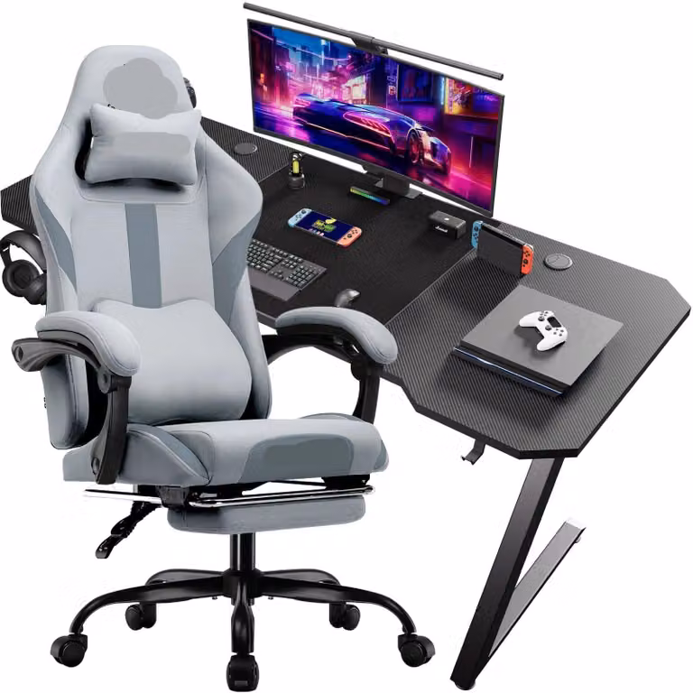 Scrivania da gaming - Ufficio per videogiochi - Scrivania per videogiochi - Tavolo per computer - Tavolo da gaming - Design ergonomico